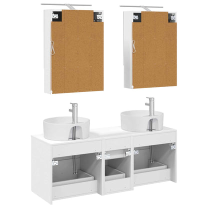 vidaXL Bathroom Furniture Set 5 pcs White Engineered Wood and Glass