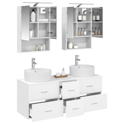vidaXL Bathroom Furniture Set 5 pcs White Engineered Wood and Glass