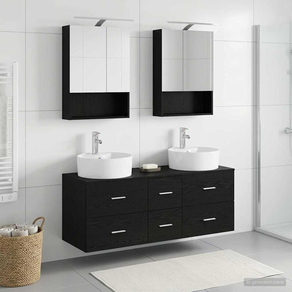 vidaXL Bathroom Furniture Set 5 pcs Black Oak
