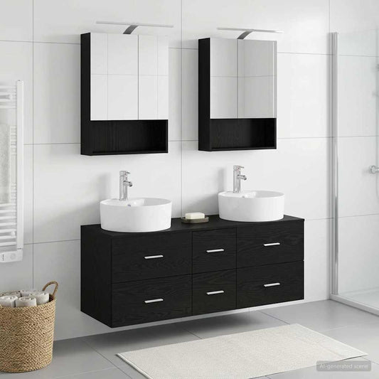 vidaXL Bathroom Furniture Set 5 pcs Black Oak