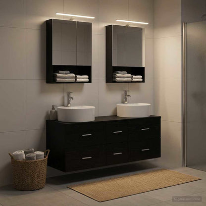 vidaXL Bathroom Furniture Set 5 pcs Black Oak