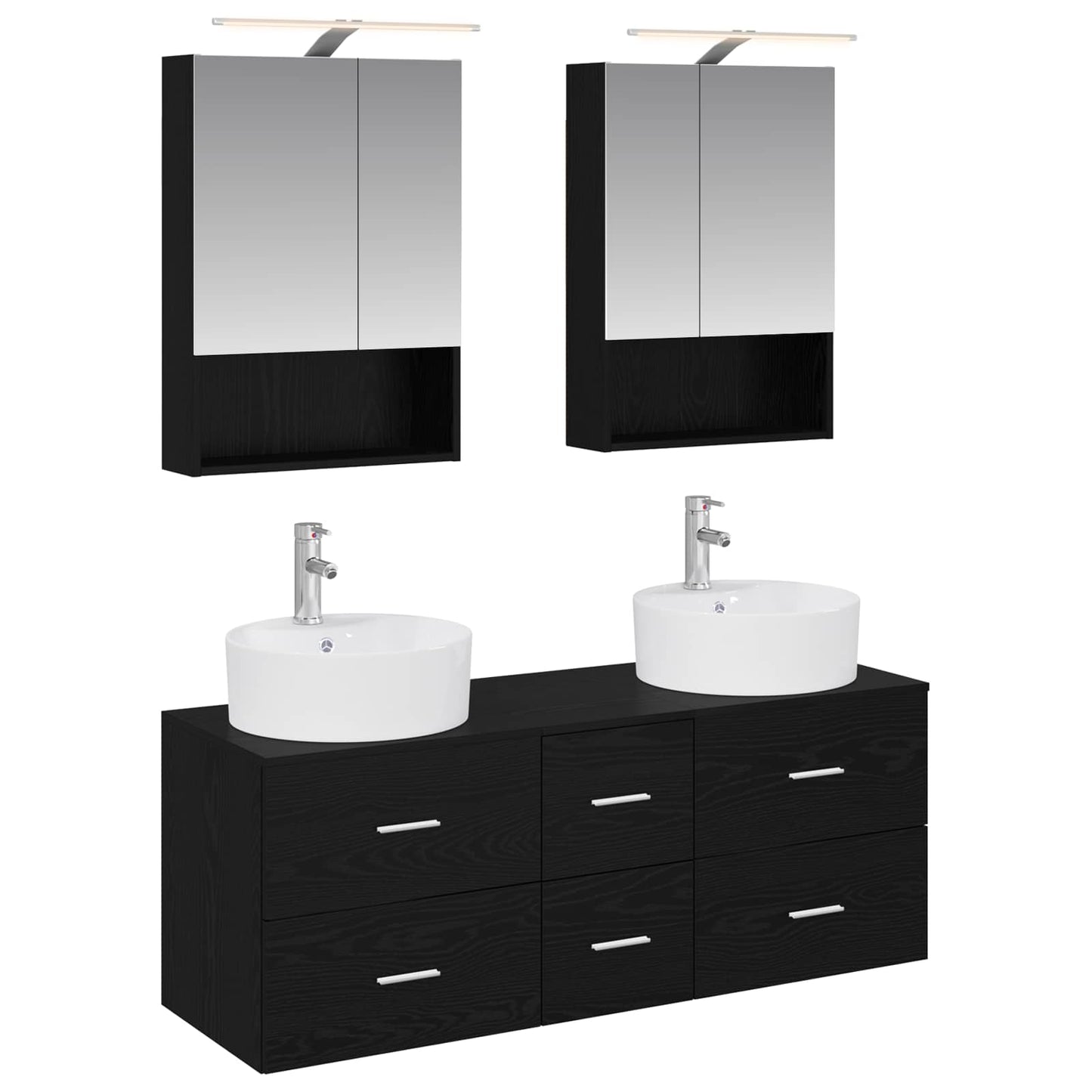 vidaXL Bathroom Furniture Set 5 pcs Black Oak