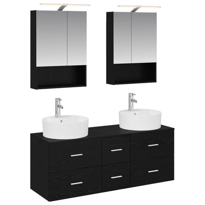vidaXL Bathroom Furniture Set 5 pcs Black Oak
