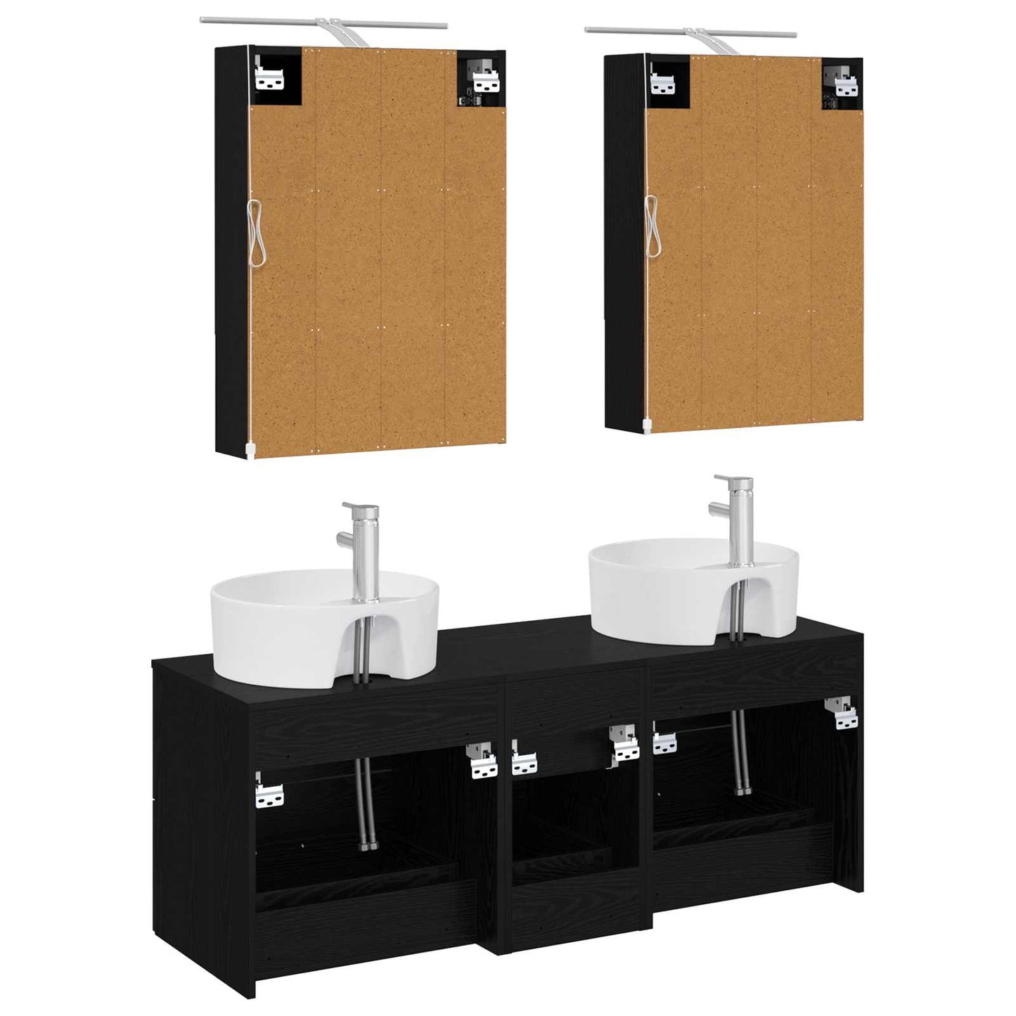 vidaXL Bathroom Furniture Set 5 pcs Black Oak