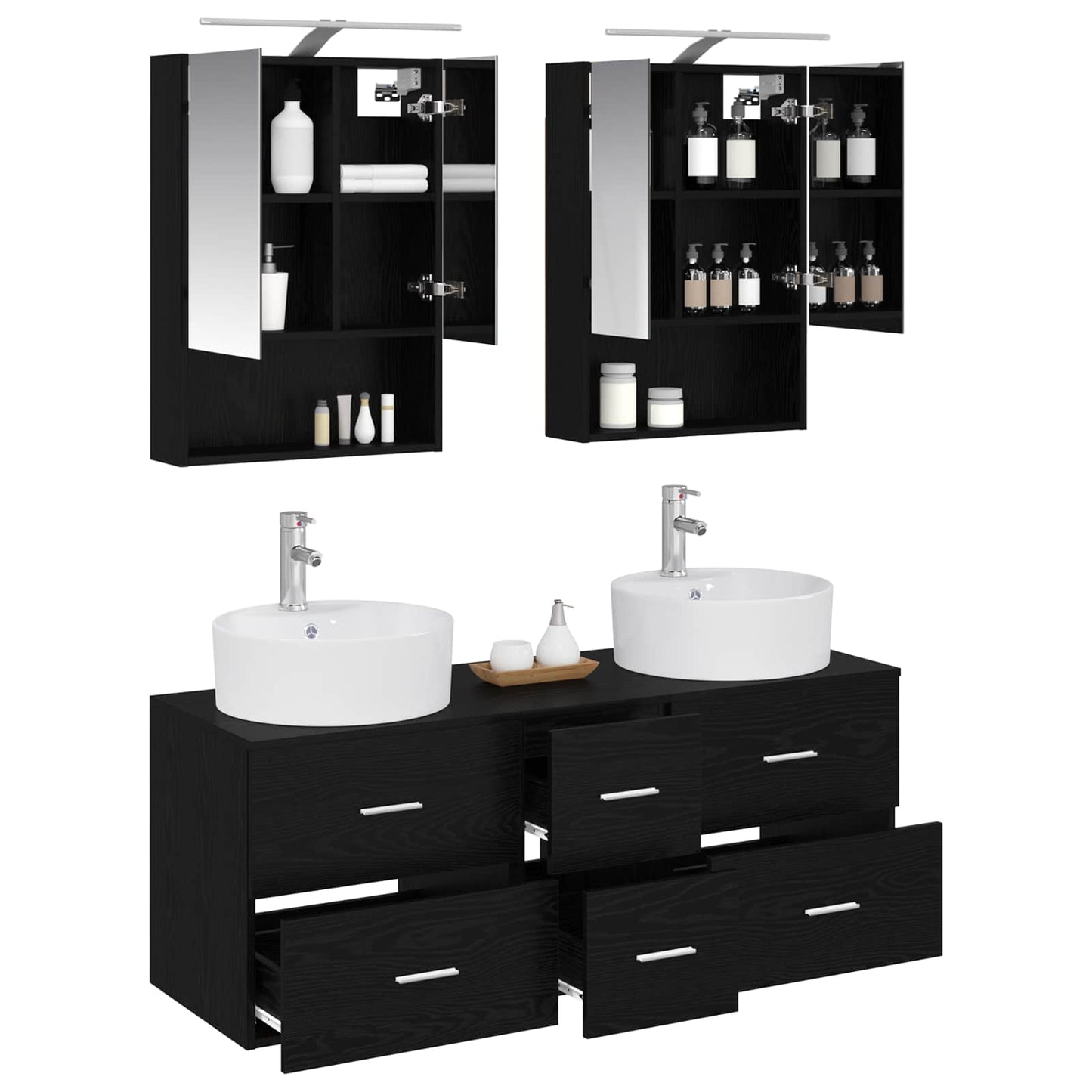 vidaXL Bathroom Furniture Set 5 pcs Black Oak