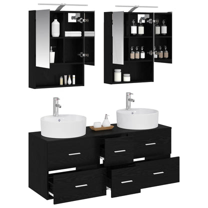 vidaXL Bathroom Furniture Set 5 pcs Black Oak