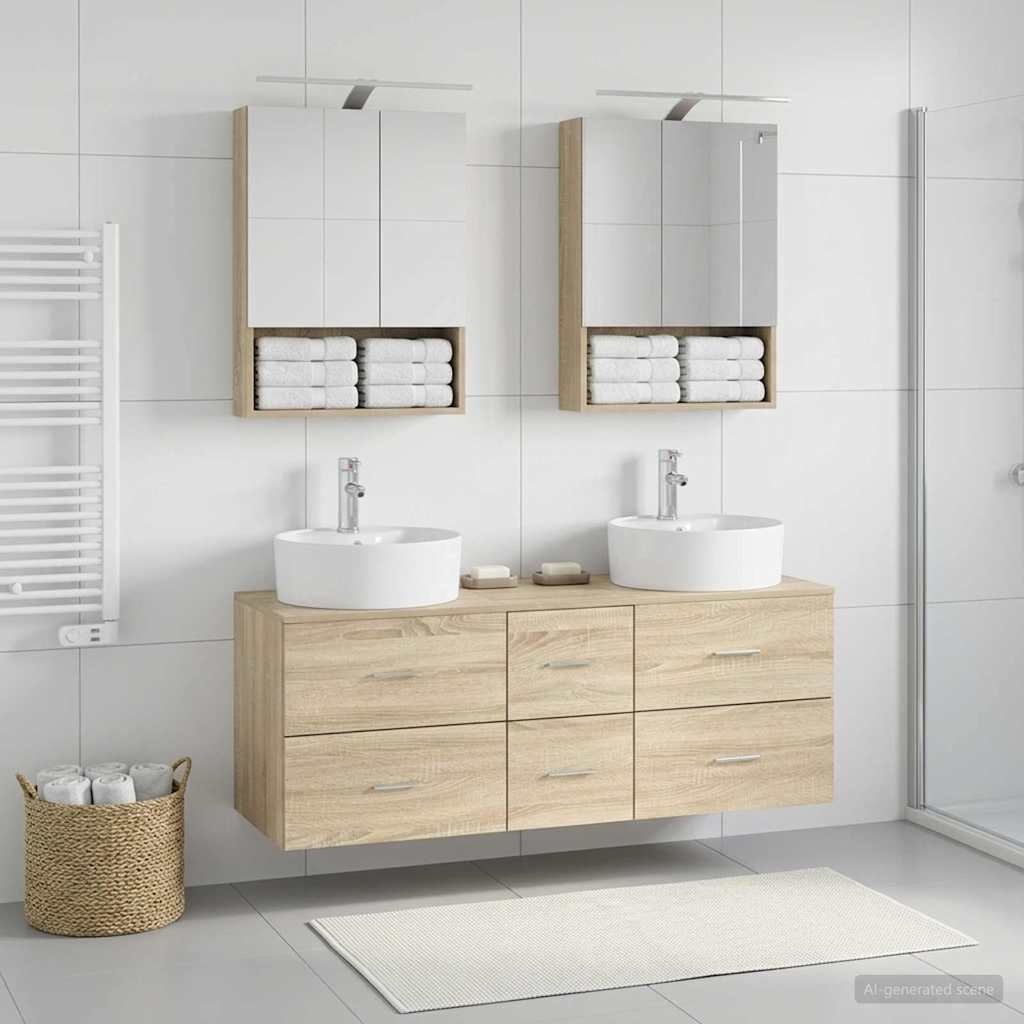 vidaXL Bathroom Furniture Set 5 pcs Sonoma Oak