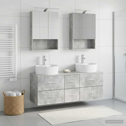 vidaXL Bathroom Furniture Set 5 pcs Concrete Grey