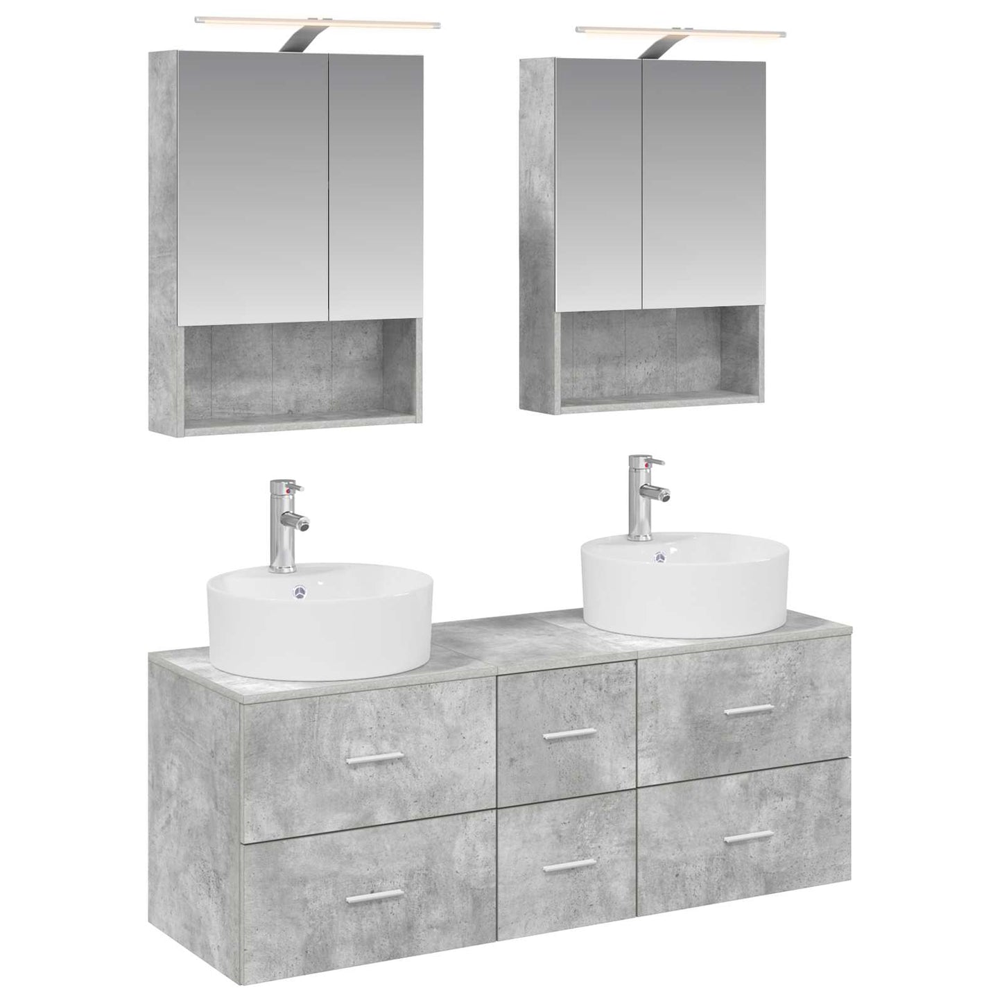 vidaXL Bathroom Furniture Set 5 pcs Concrete Grey