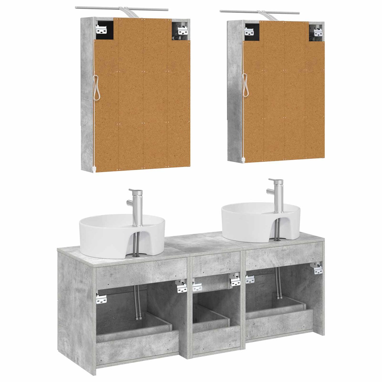 vidaXL Bathroom Furniture Set 5 pcs Concrete Grey