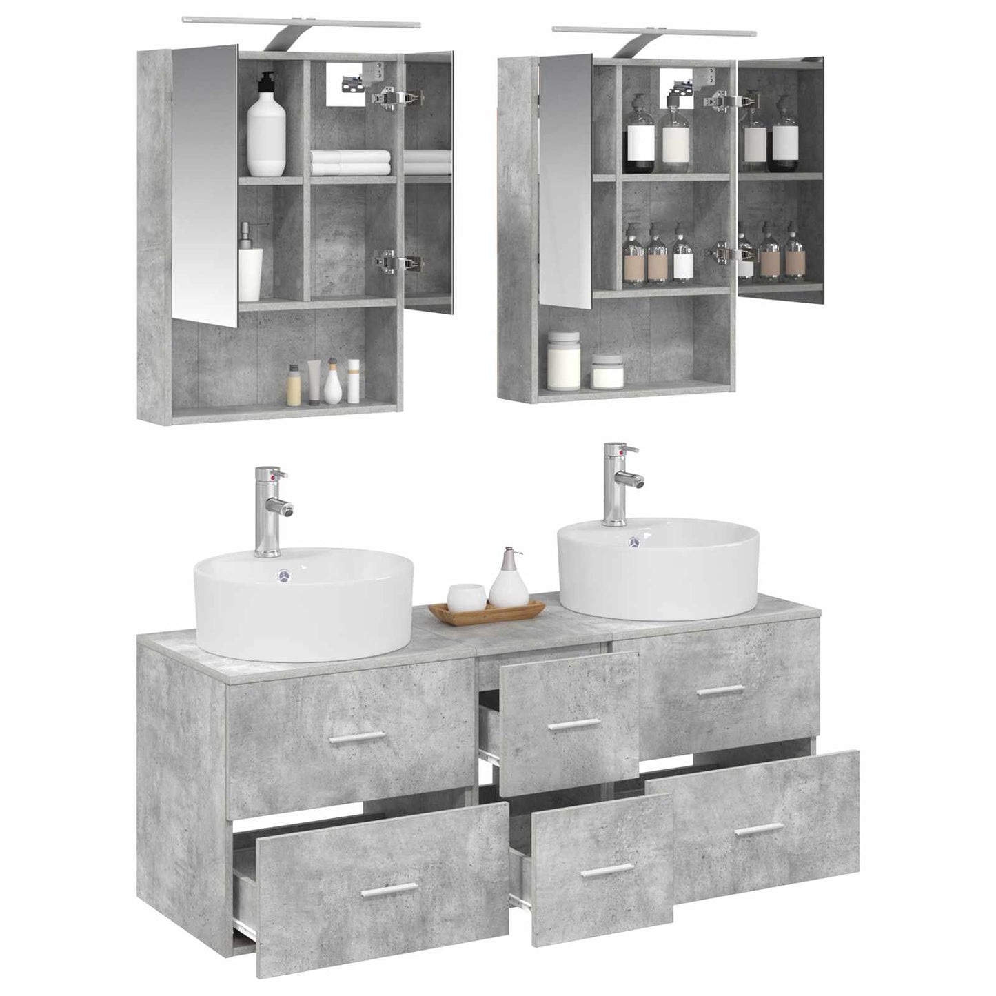 vidaXL Bathroom Furniture Set 5 pcs Concrete Grey