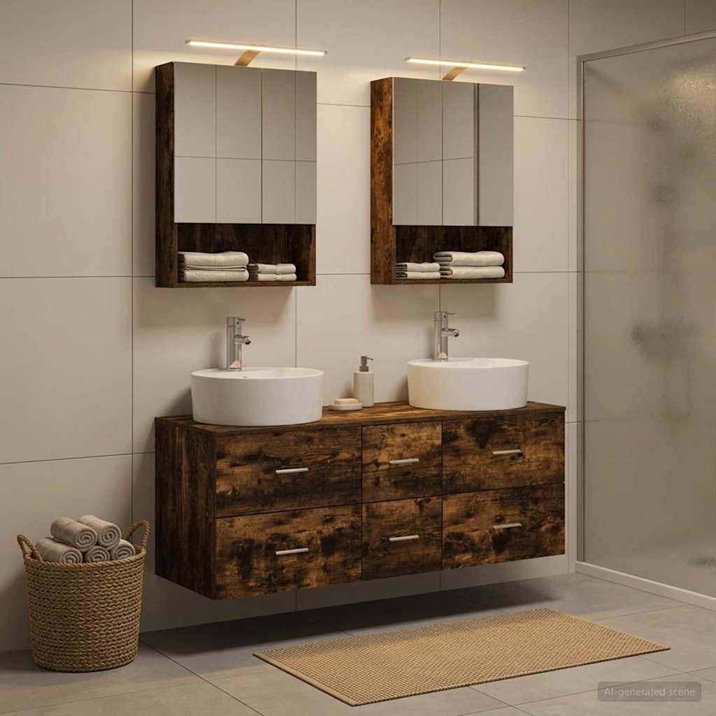 vidaXL Bathroom Furniture Set 5 pcs Smoked Oak