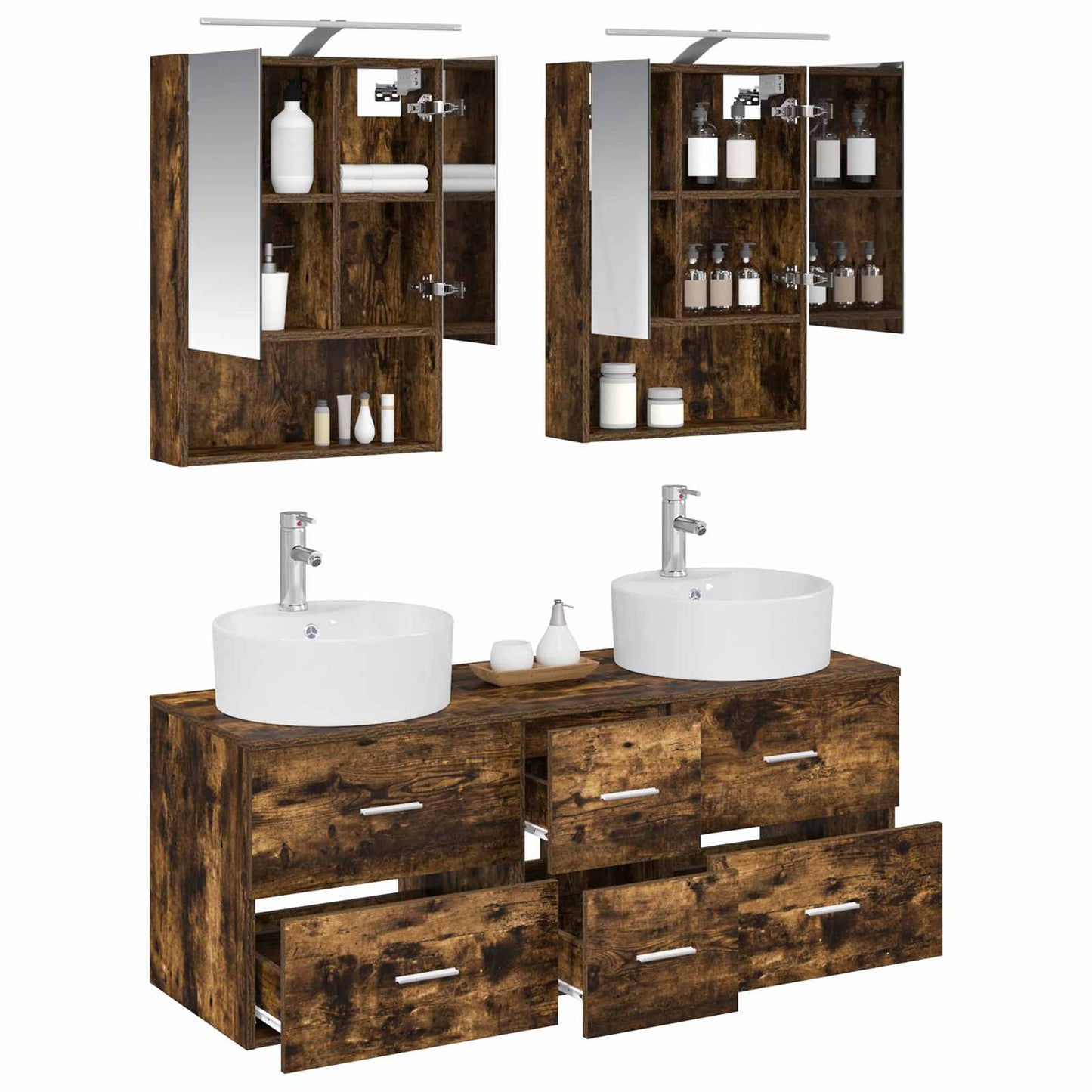 vidaXL Bathroom Furniture Set 5 pcs Smoked Oak