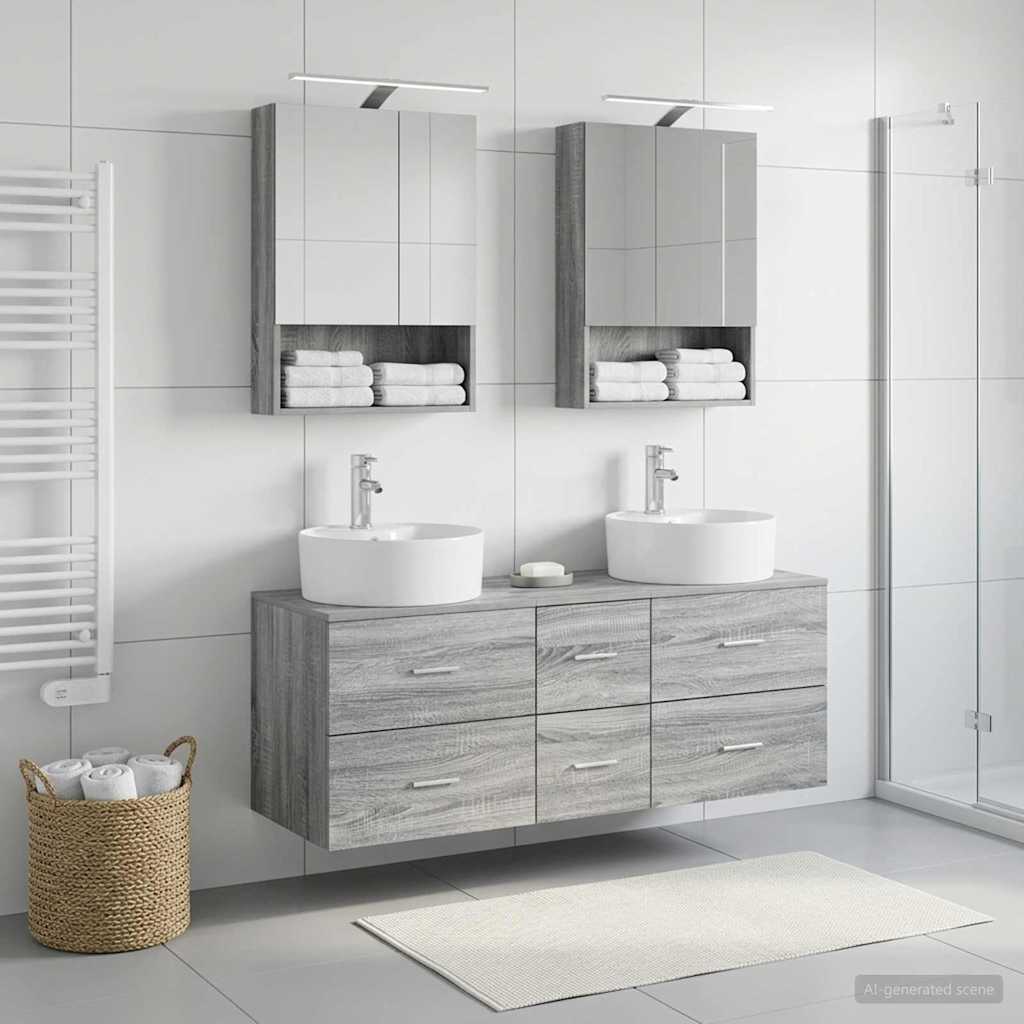 vidaXL Bathroom Furniture Set 5 pcs Grey Sonoma