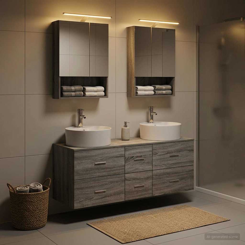 vidaXL Bathroom Furniture Set 5 pcs Grey Sonoma