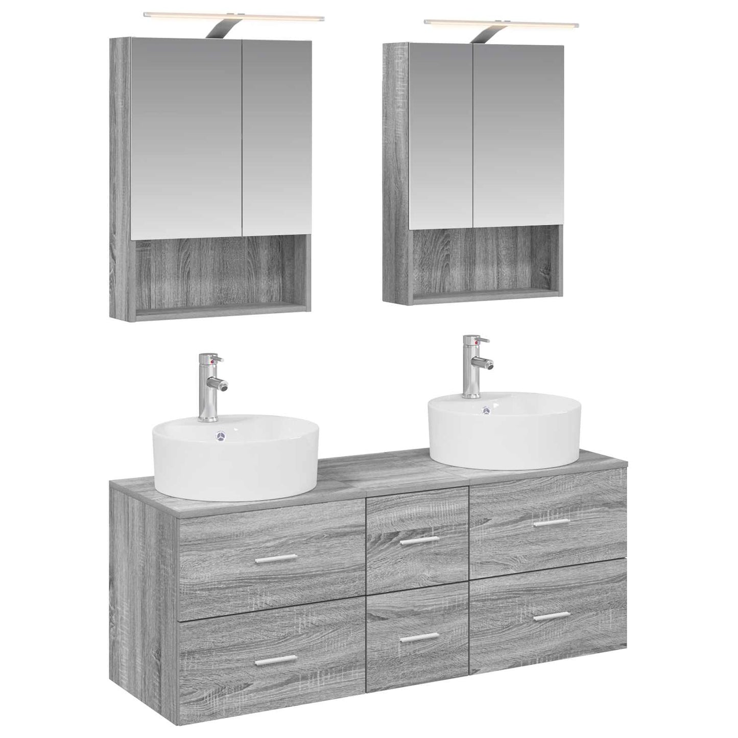 vidaXL Bathroom Furniture Set 5 pcs Grey Sonoma