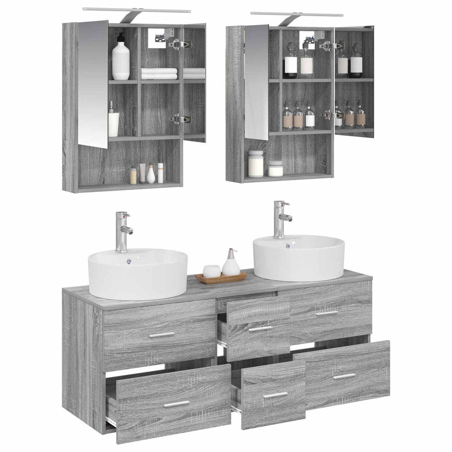 vidaXL Bathroom Furniture Set 5 pcs Grey Sonoma