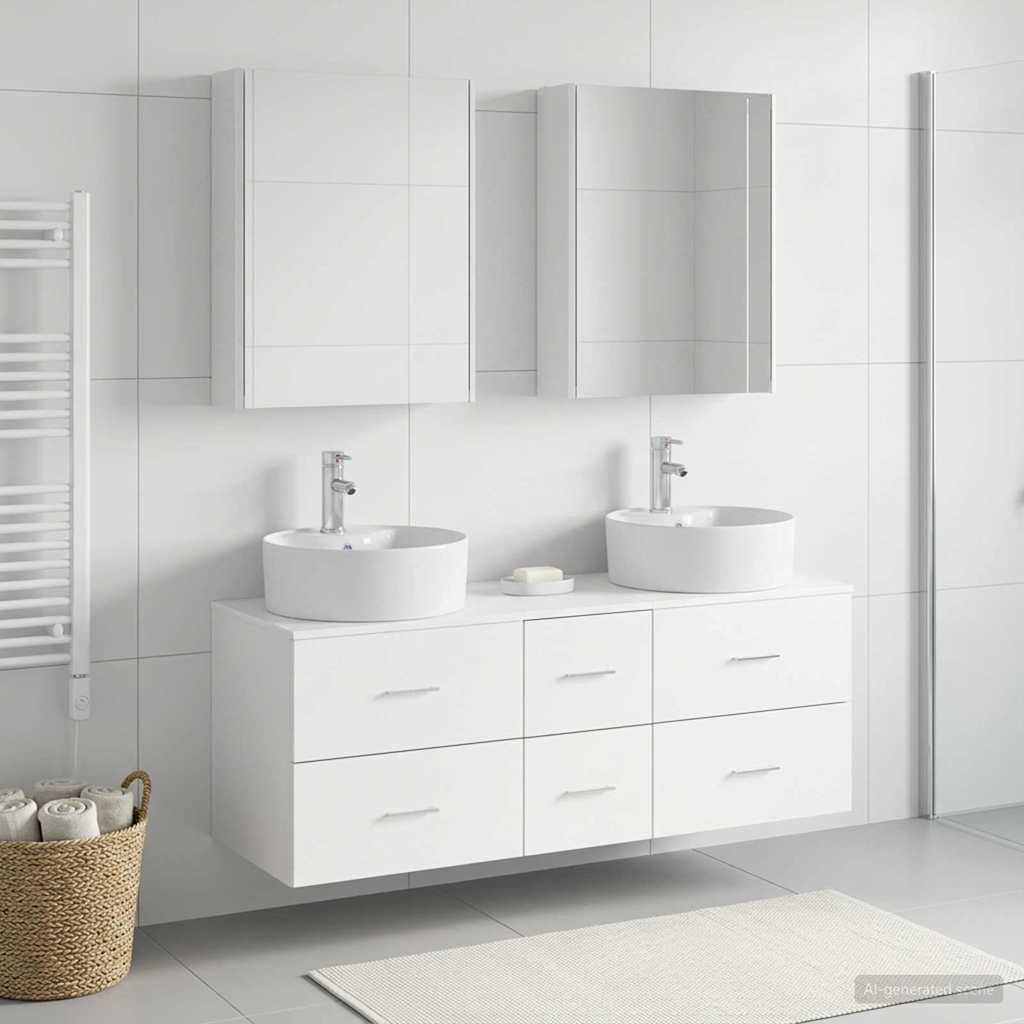 vidaXL Bathroom Furniture Set 5 pcs White Engineered Wood and Glass