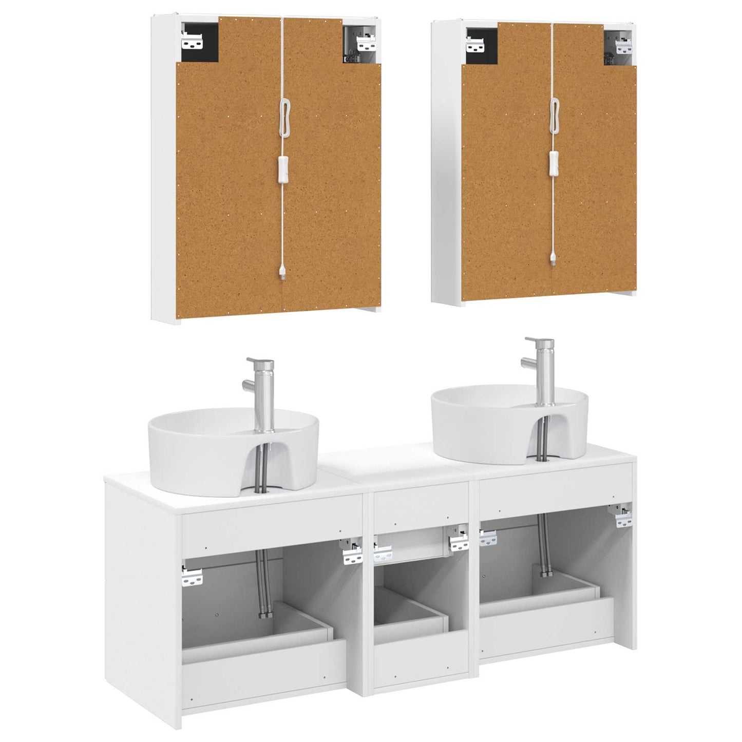 vidaXL Bathroom Furniture Set 5 pcs White Engineered Wood and Glass