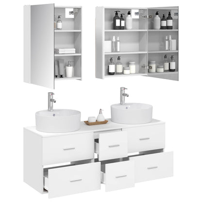 vidaXL Bathroom Furniture Set 5 pcs White Engineered Wood and Glass