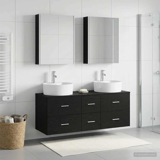 vidaXL Bathroom Furniture Set 5 pcs Black Oak