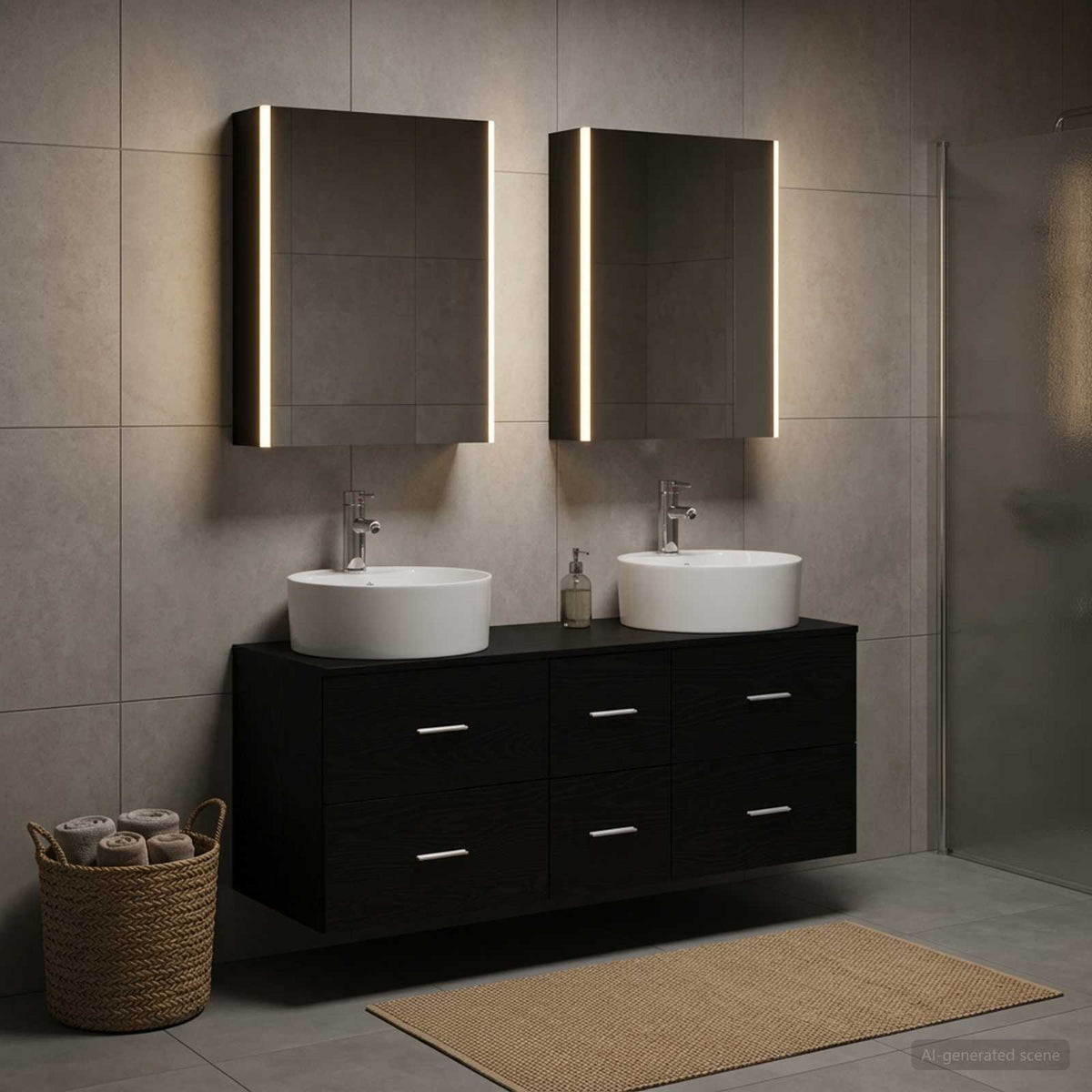 vidaXL Bathroom Furniture Set 5 pcs Black Oak
