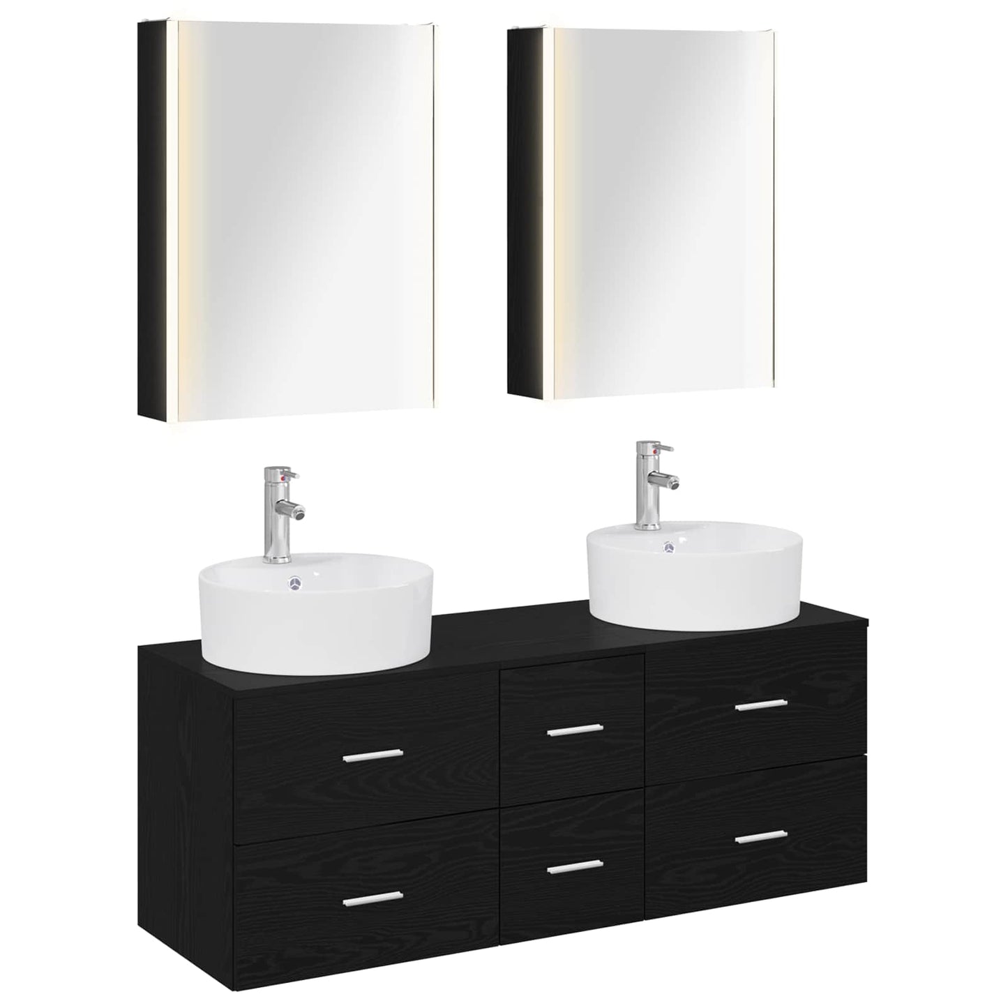 vidaXL Bathroom Furniture Set 5 pcs Black Oak