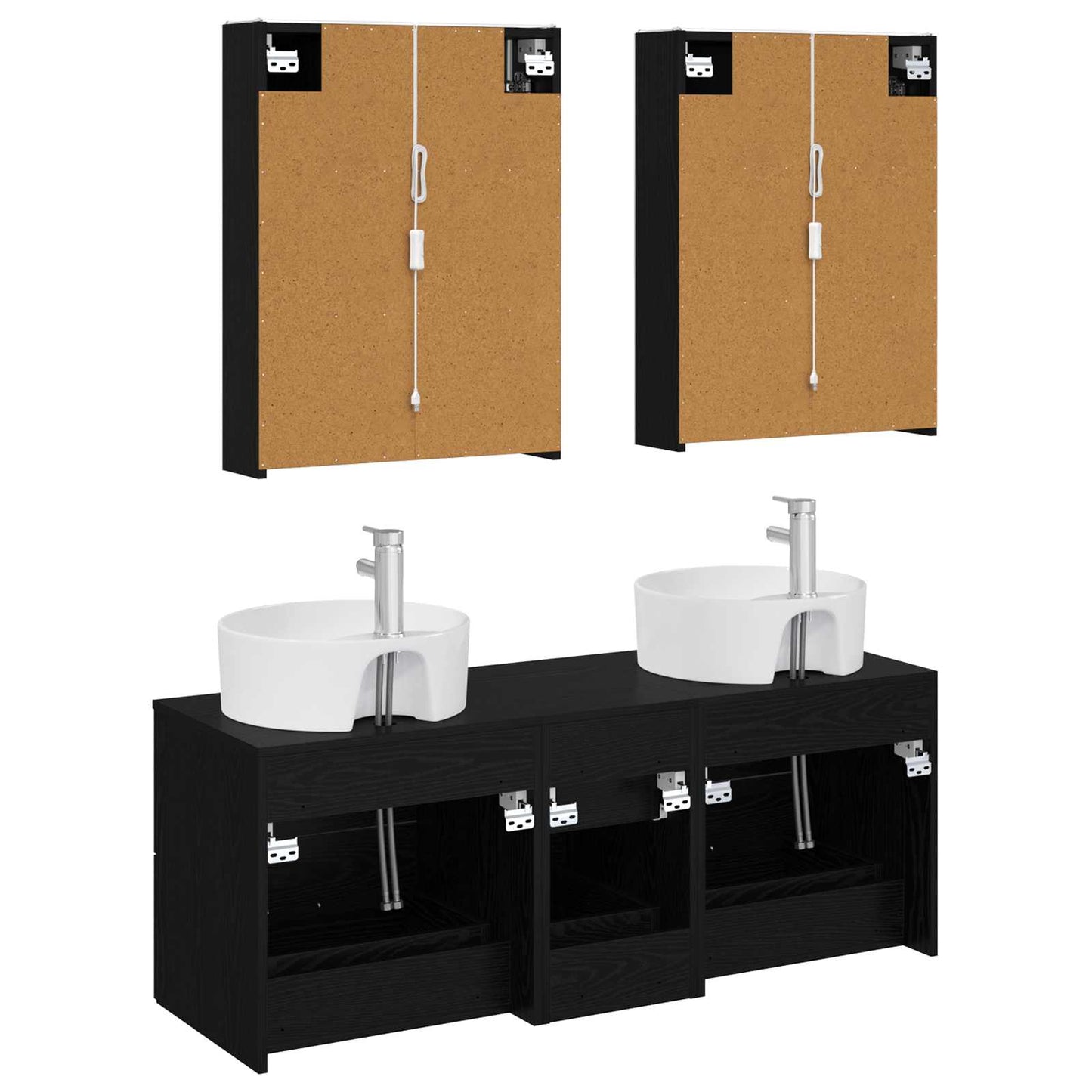 vidaXL Bathroom Furniture Set 5 pcs Black Oak
