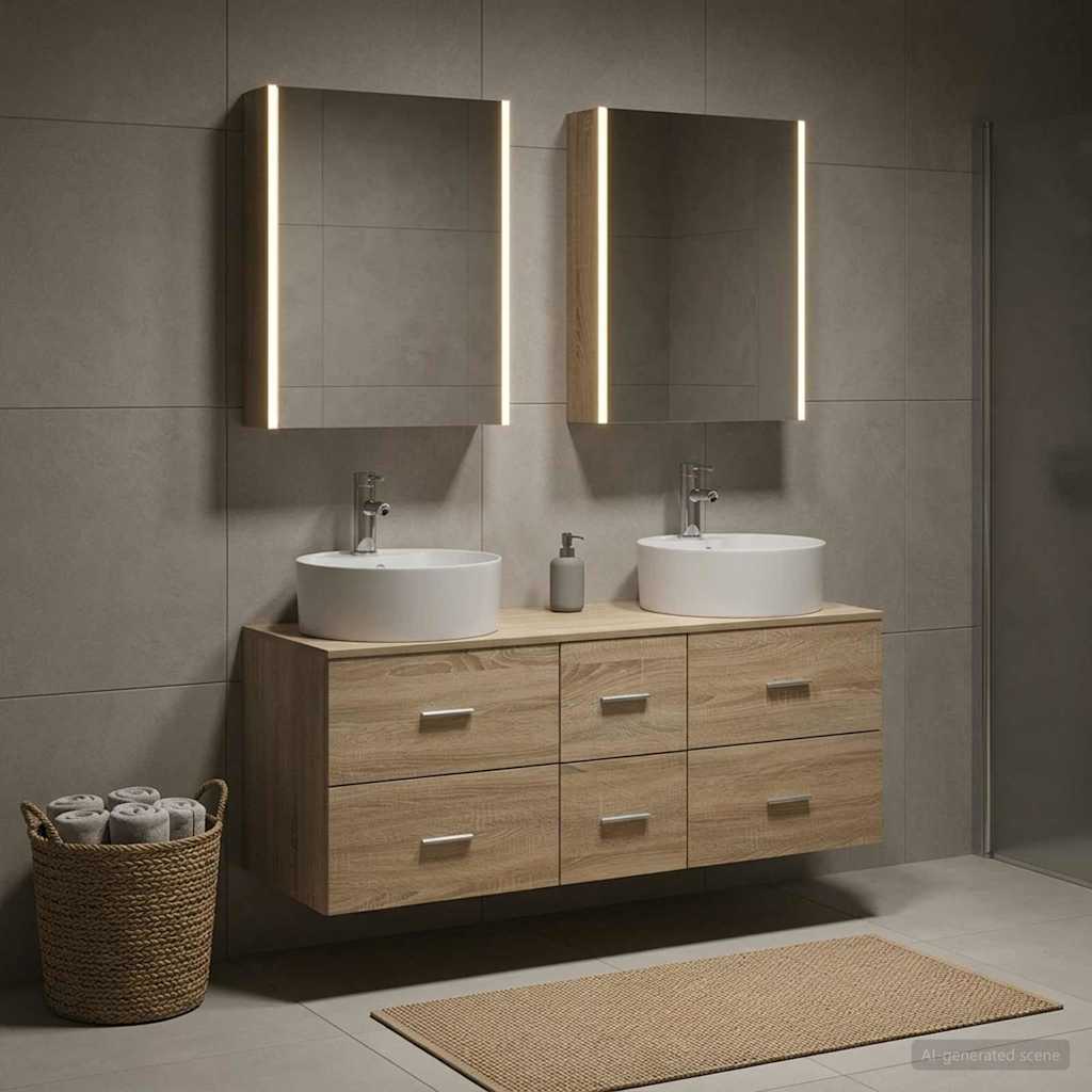 vidaXL Bathroom Furniture Set 5 pcs Sonoma Oak