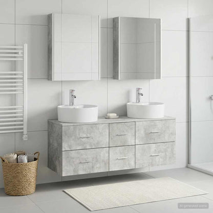 vidaXL Bathroom Furniture Set 5 pcs Concrete Grey