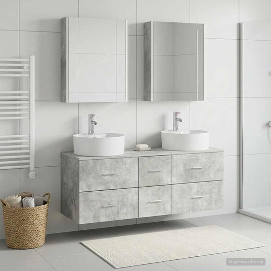 vidaXL Bathroom Furniture Set 5 pcs Concrete Grey