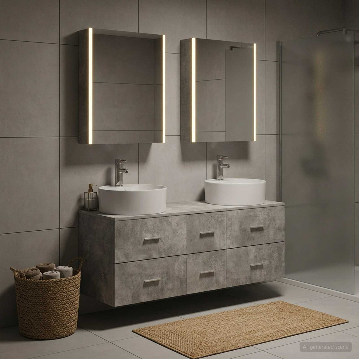 vidaXL Bathroom Furniture Set 5 pcs Concrete Grey