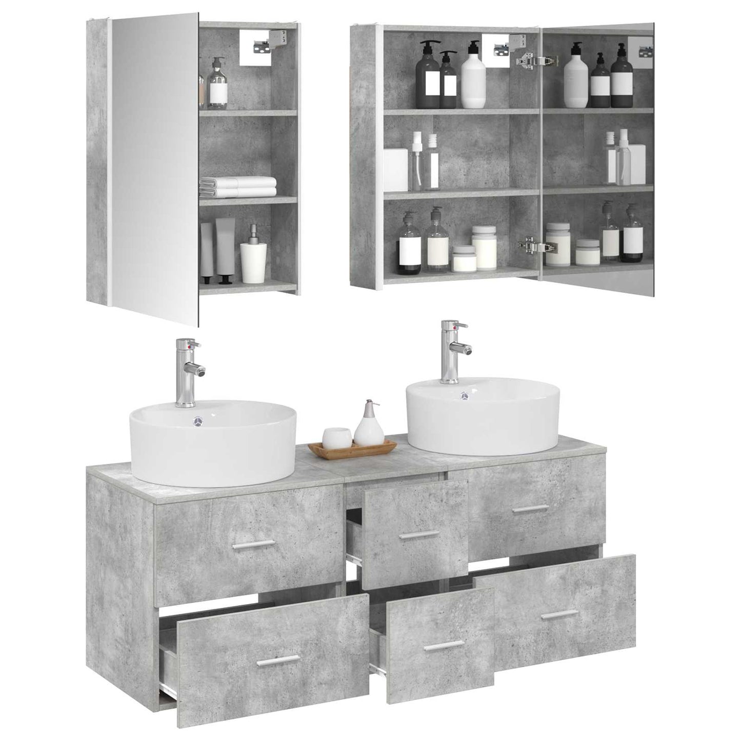 vidaXL Bathroom Furniture Set 5 pcs Concrete Grey