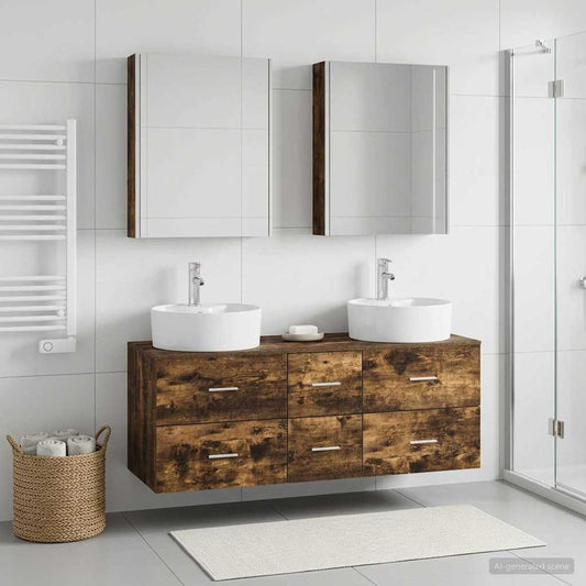 vidaXL Bathroom Furniture Set 5 pcs Smoked Oak