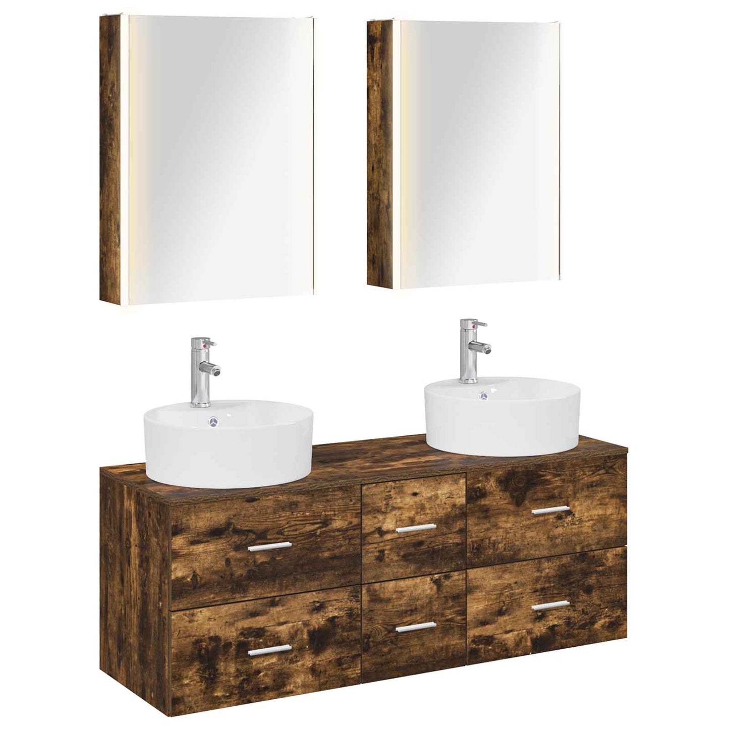 vidaXL Bathroom Furniture Set 5 pcs Smoked Oak