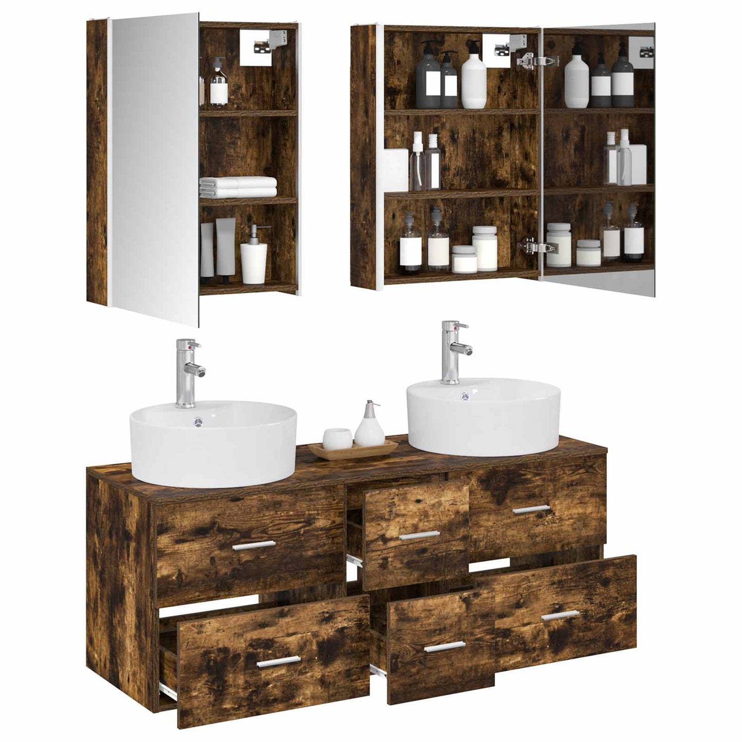 vidaXL Bathroom Furniture Set 5 pcs Smoked Oak