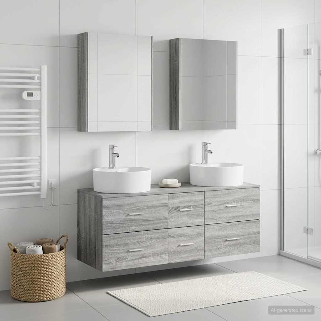 vidaXL Bathroom Furniture Set 5 pcs Grey Sonoma