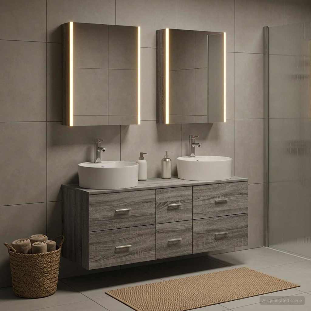 vidaXL Bathroom Furniture Set 5 pcs Grey Sonoma