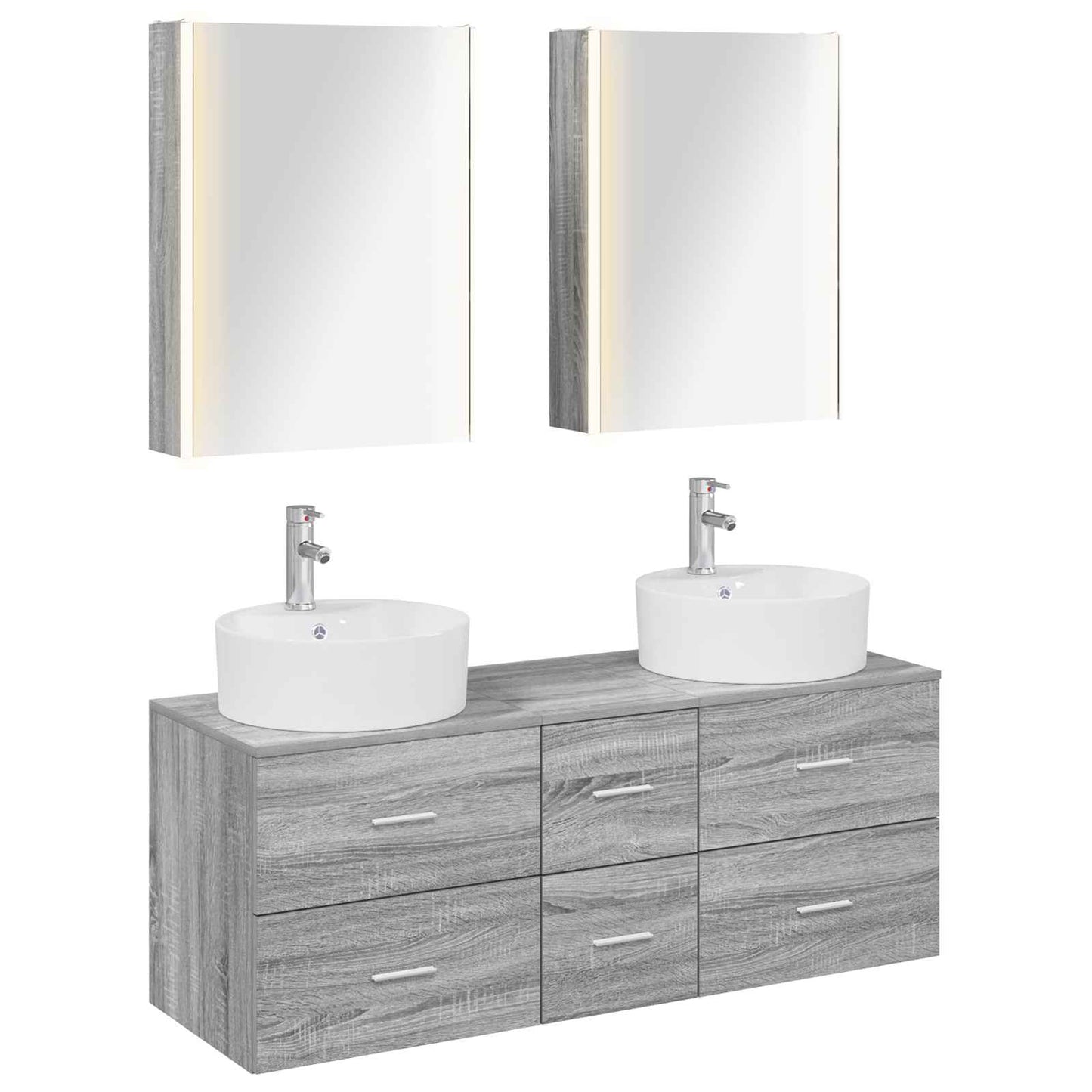 vidaXL Bathroom Furniture Set 5 pcs Grey Sonoma