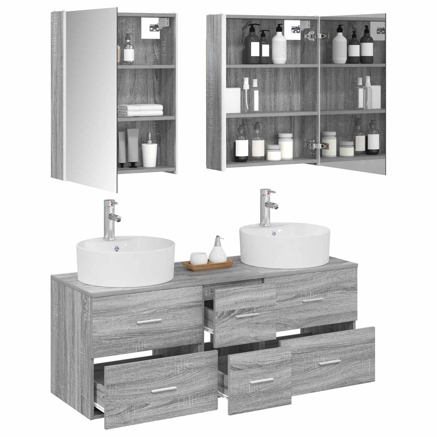 vidaXL Bathroom Furniture Set 5 pcs Grey Sonoma