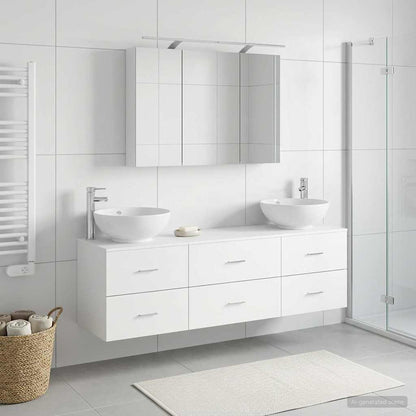 vidaXL Bathroom Furniture Set 4 pcs White Engineered Wood and Glass
