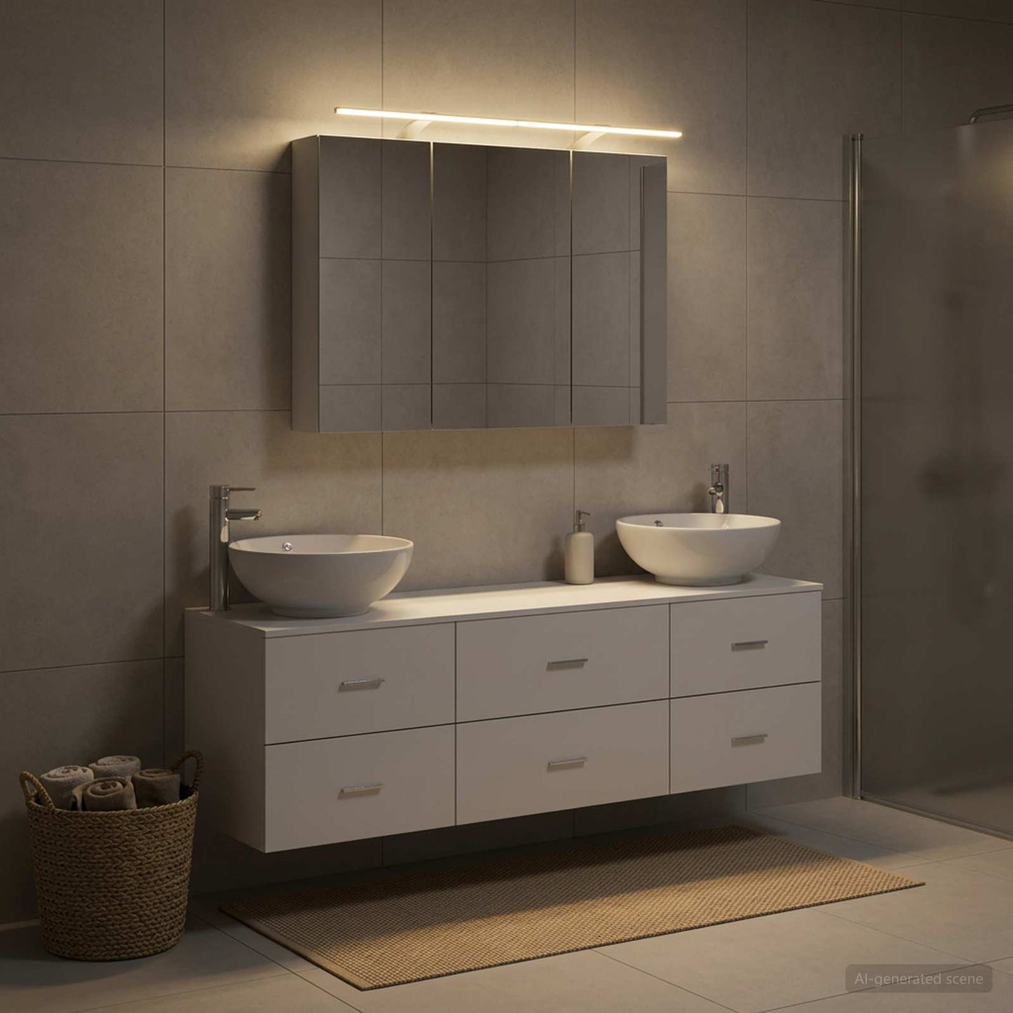 vidaXL Bathroom Furniture Set 4 pcs White Engineered Wood and Glass