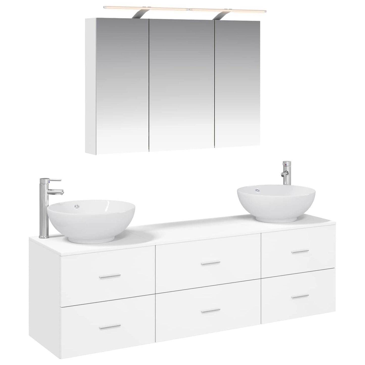 vidaXL Bathroom Furniture Set 4 pcs White Engineered Wood and Glass