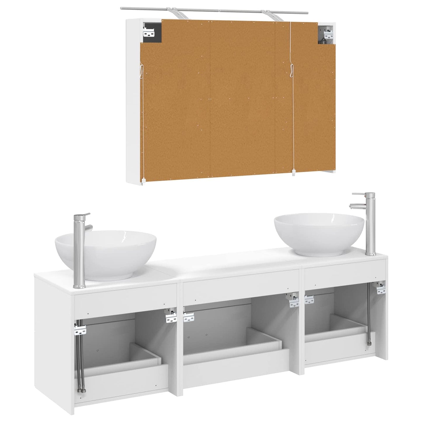vidaXL Bathroom Furniture Set 4 pcs White Engineered Wood and Glass