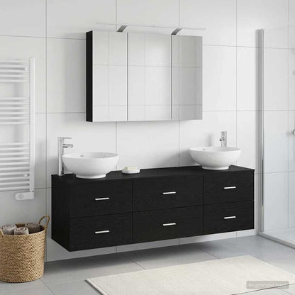 vidaXL Bathroom Furniture Set 4 pcs Black Oak