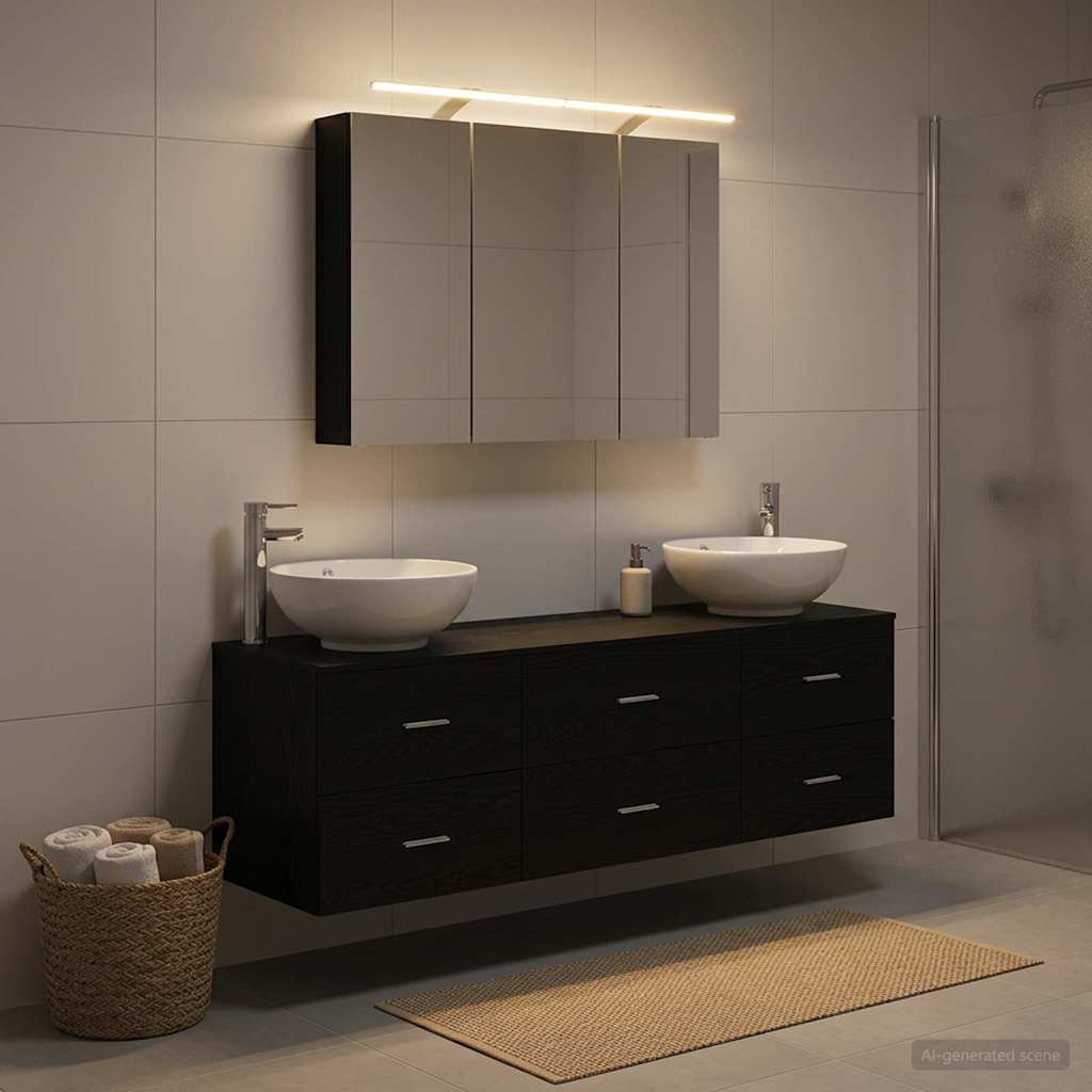 vidaXL Bathroom Furniture Set 4 pcs Black Oak