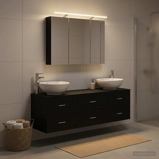 vidaXL Bathroom Furniture Set 4 pcs Black Oak