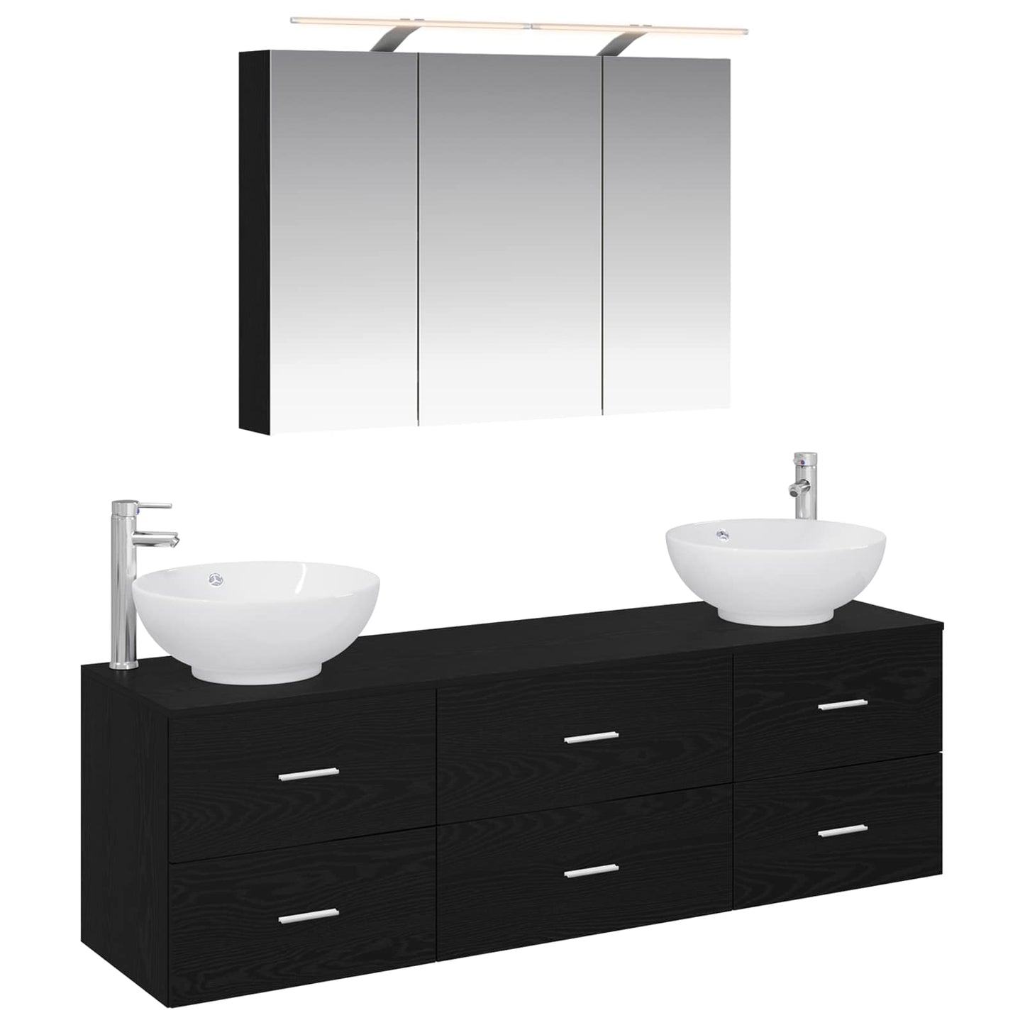 vidaXL Bathroom Furniture Set 4 pcs Black Oak