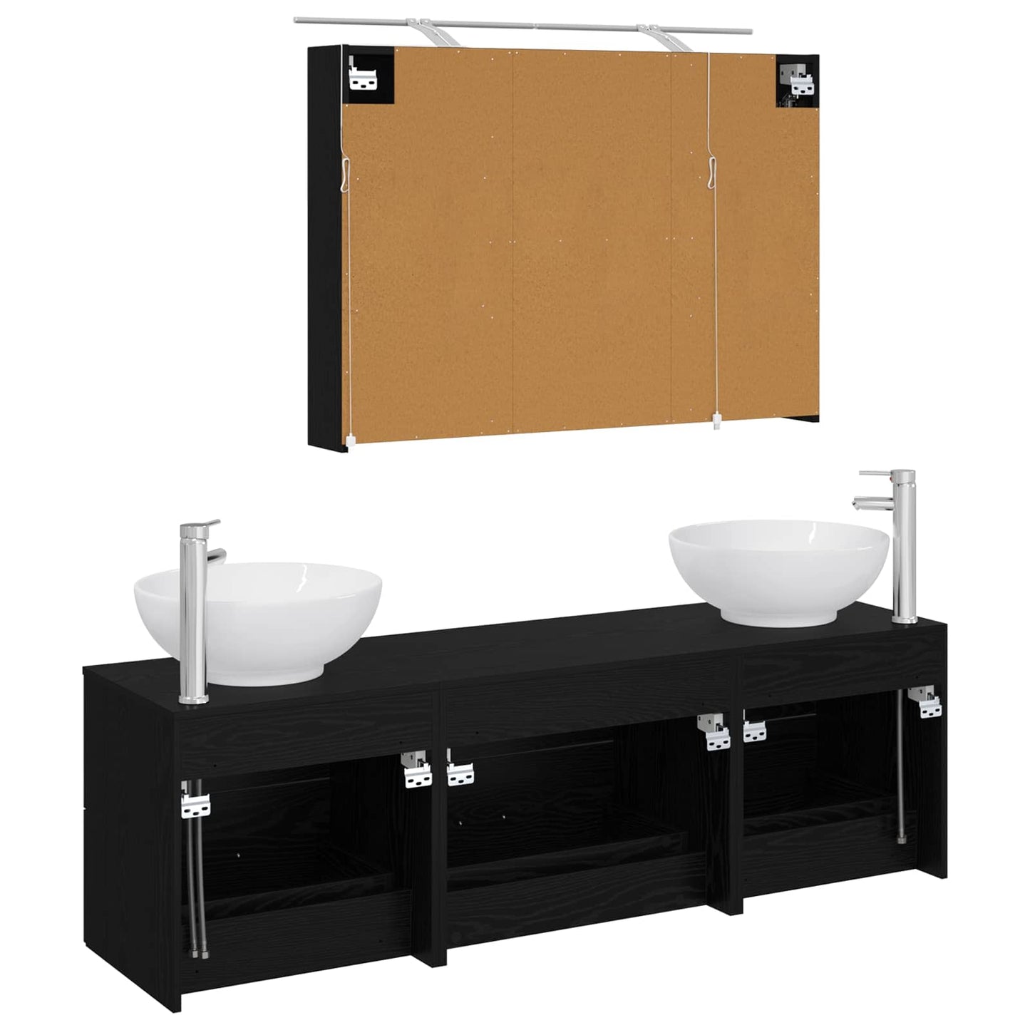 vidaXL Bathroom Furniture Set 4 pcs Black Oak