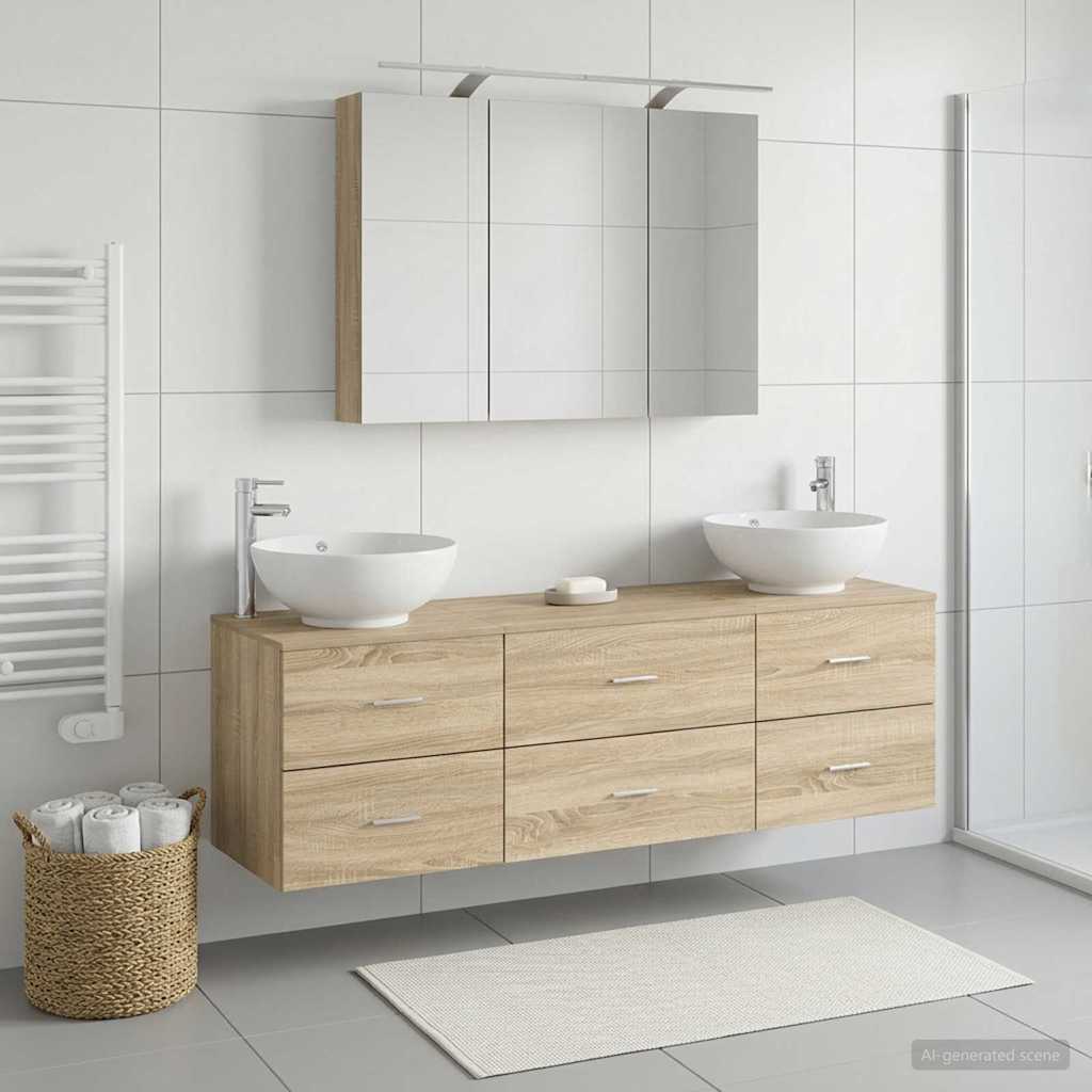 vidaXL Bathroom Furniture Set 4 pcs Sonoma Oak